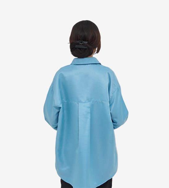 Button-Down Silk Oversized Shirt – Sky Blue