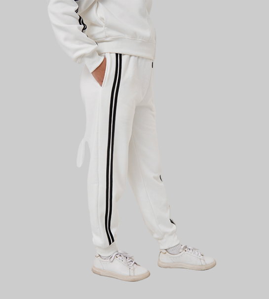 Crop Top Hoodie With Jogger Pant (Combed Cotton Fleece )-IVORY