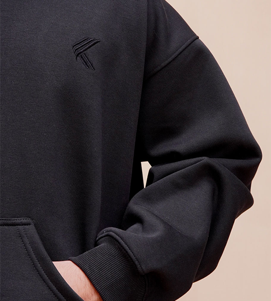 Oversized Pull-Over Hoodie & Trouser-Black