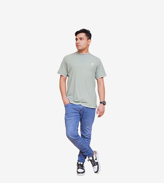 Men’s Light Moss Green Double Hem T-Shirt