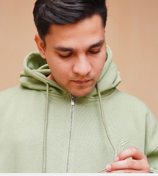 Oversized Zipper Hoodie- sage green
