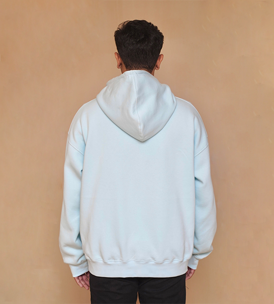 Oversized Zipper Hoodie- Ice Blue