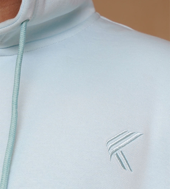 Oversized Zipper Hoodie- Ice Blue