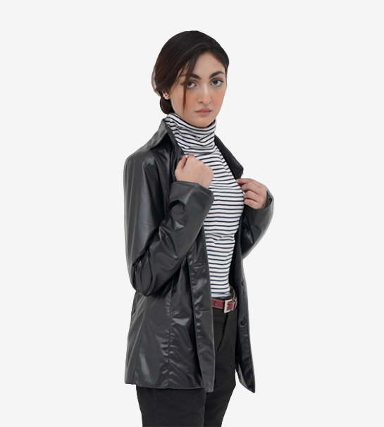 Roll Neck Sleeveless Top – White & Black Stripes