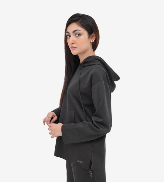 Scuba Drop Shoulder Hoodie With Trouser - Black