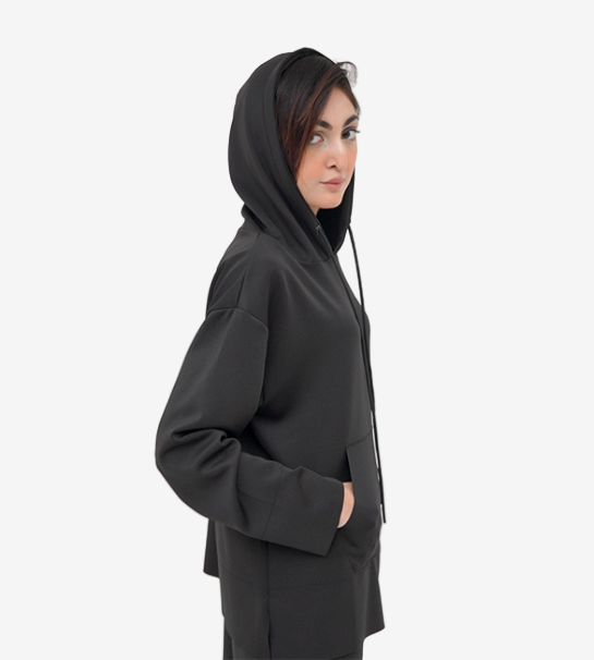 Scuba Drop Shoulder Hoodie With Trouser - Black