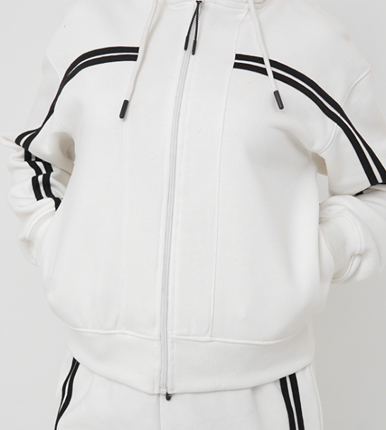 Crop Top Hoodie With Jogger Pant (Combed Cotton Fleece )-IVORY