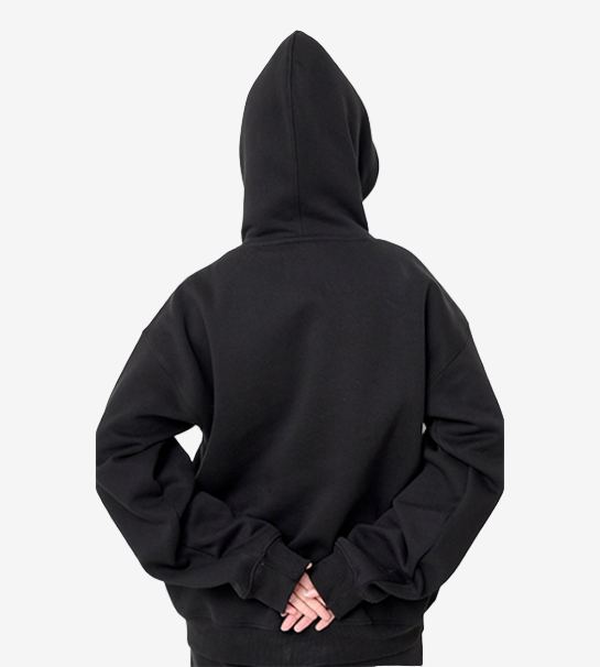 Oversized Pull-Over Hoodie & Trouser( Combed Cotton Fleece )-Black