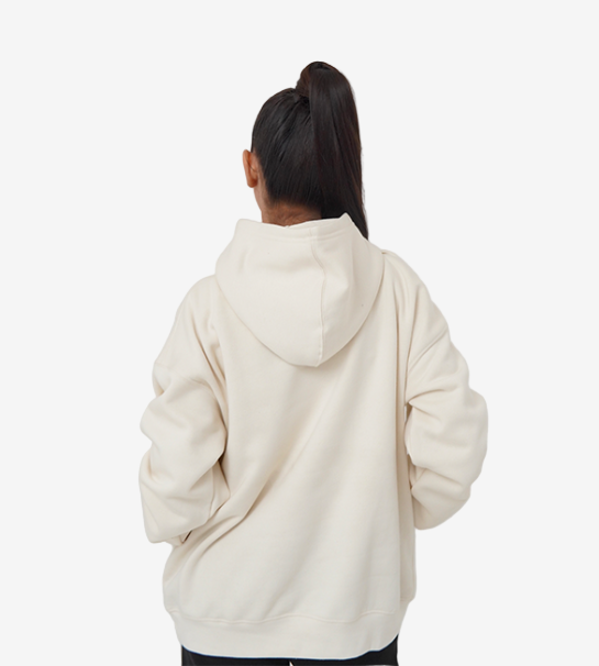 Relaxed Fit Oversized  Pull-Over  Hoodie- Ivory