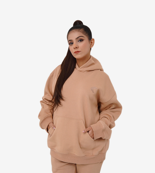 Oversized Pull-Over Hoodie & Trouser -Dark Vanilla
