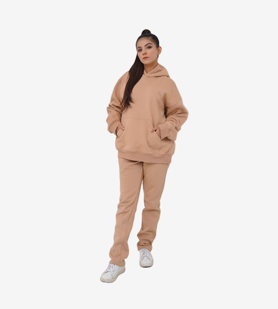 Oversized Pull-Over Hoodie & Trouser (Combed Cotton Fleece) -Dark Vanilla