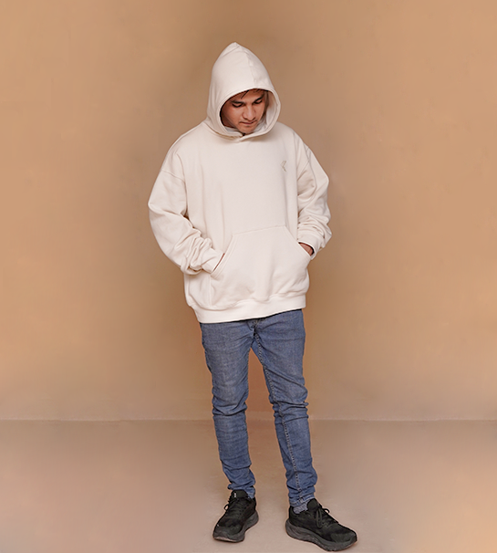 Oversized Pull-Over Hoodie-Ivory