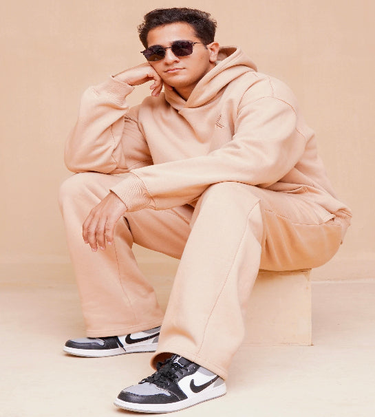 Oversized Pull-Over Hoodie & Trouser-Dark Vanilla